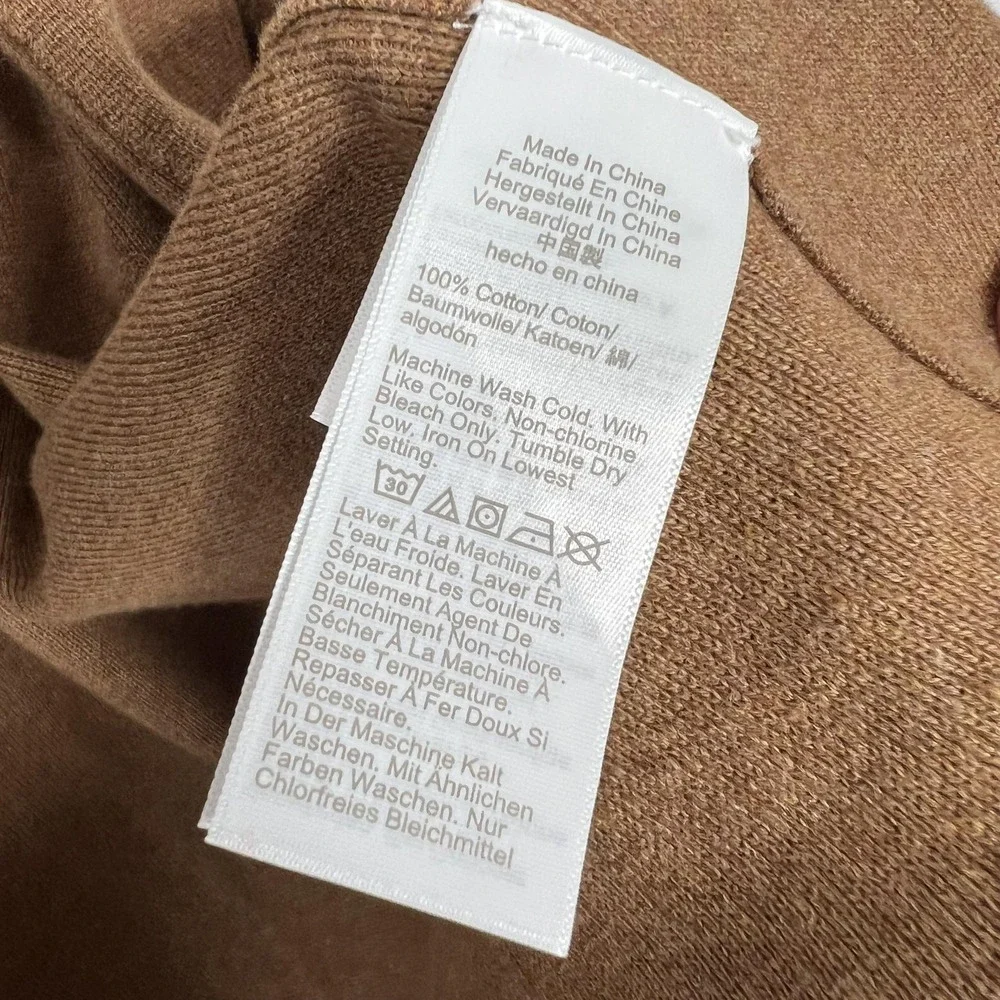 J.Crew Sweater Womens 2X Brown Open Front Cardigan Shawl Collar Pockets Cotton - Picture 4 of 9